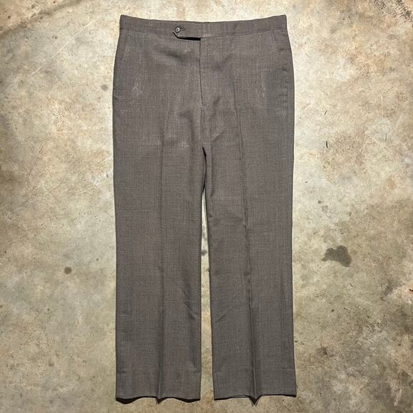 Vintage 70s Sansabelt Talon Zipper Brown Trouser Pants 36x30 - Picture 1 of 4